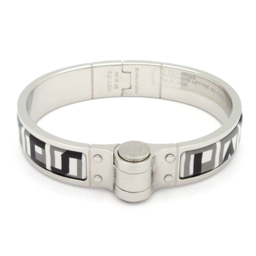 Hermès Selle Bangle Silver Gray Black